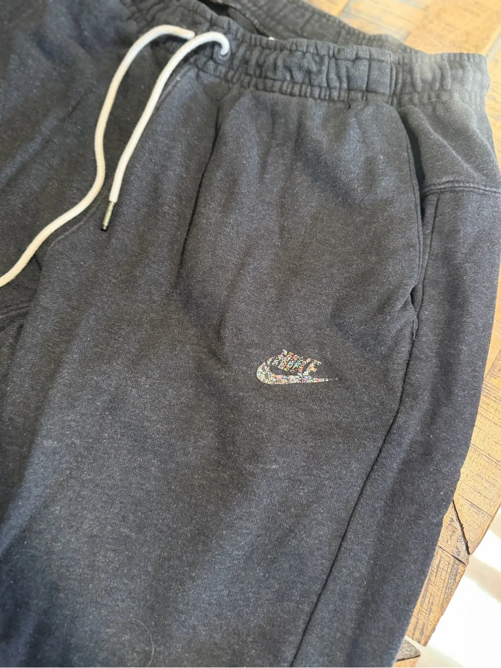Nike Black Men's Jogger Sweatpants with White Drawstring